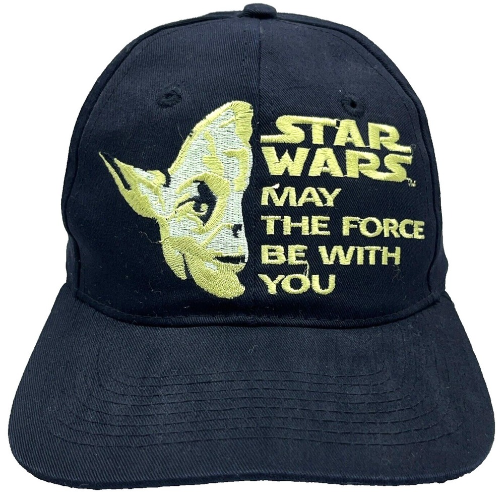 Vintage Star Wars Hat Cap Snap Back Black Green Yoda Movie Promo 1997 90s Force